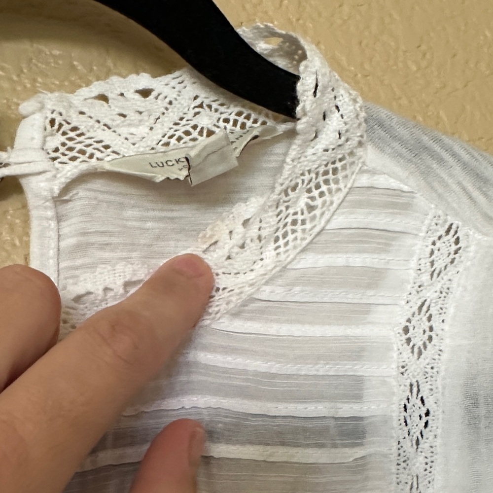 Lucky Brand Ivory Lace Detail Blouse - Picture 8 of 9